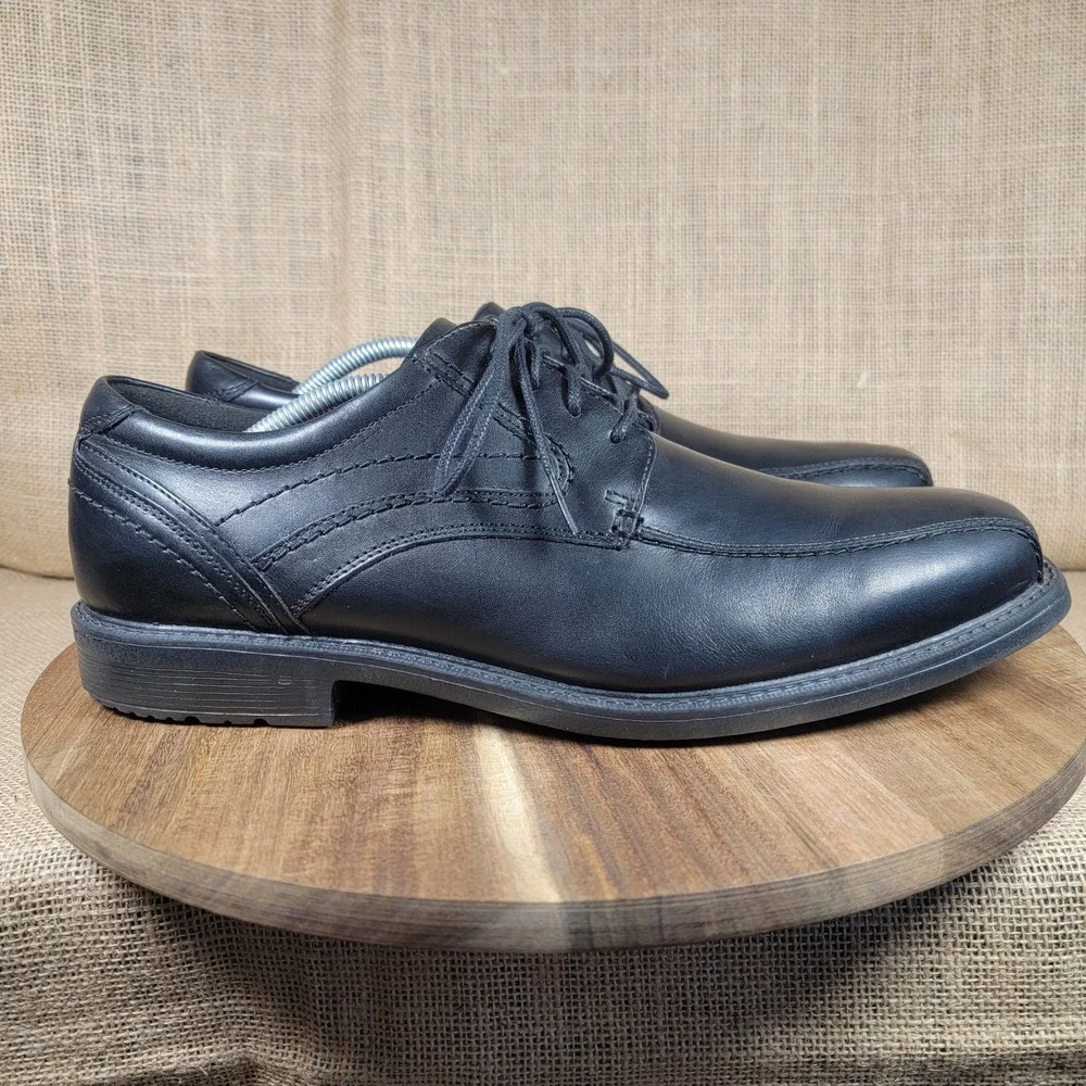 Rockport Leader 2 TruTECH Leather Oxford Comfort Dress Shoes Black Men's 12W